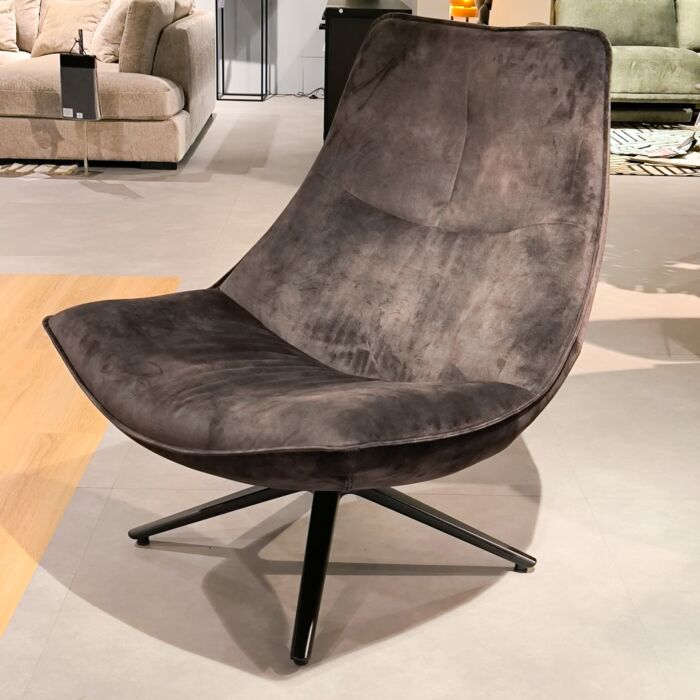 INHOUSE Draaifauteuil Monzone donkergroen velvet + Hocker