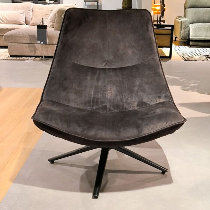 INHOUSE Draaifauteuil Monzone donkergroen velvet + Hocker