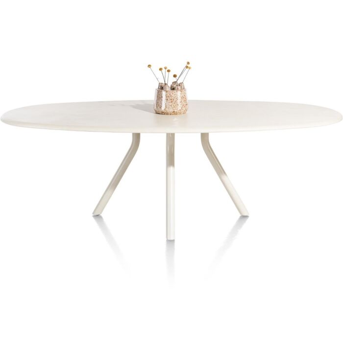 Lund, Eetkamertafel Ovaal 210 X 120 Cm. - Stone-Skin - Centrale Poot Lang - Nebbia