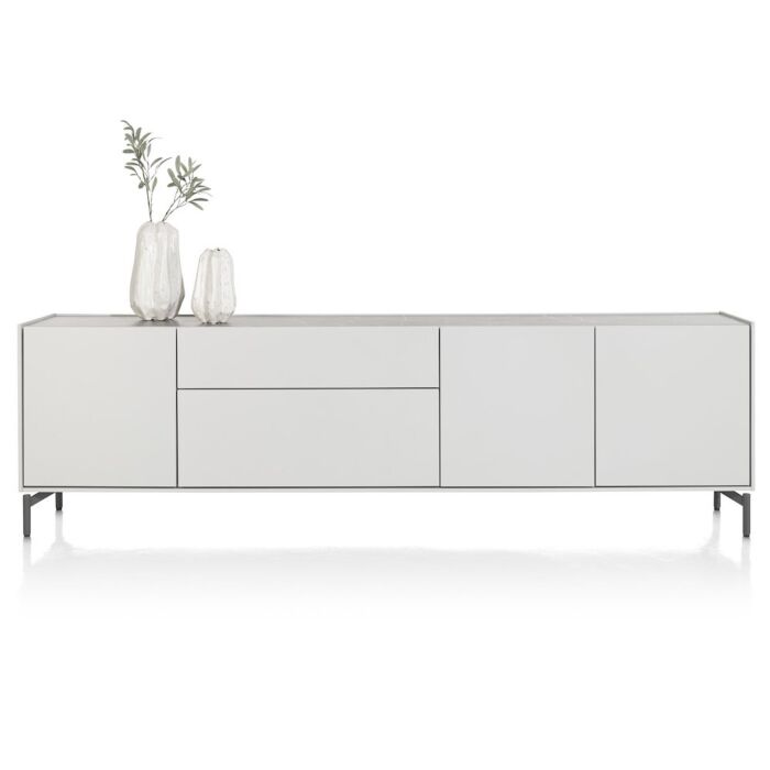 Noon, Dressoir 240 Cm - 3-Deuren + 2-Laden - Bovenblad In HPL Light Grey