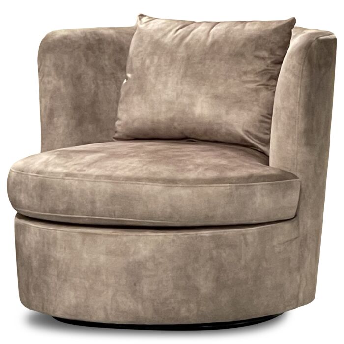 Draaibare Lounge Fauteuil Velours Taupe Desiree 