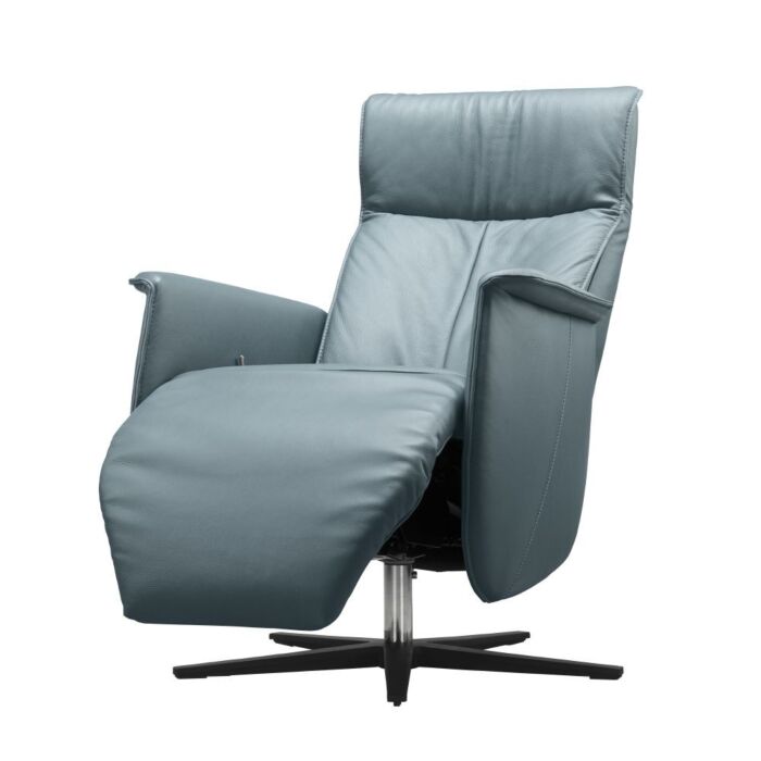 Relaxfauteuil Lerira L grijsblauw leer