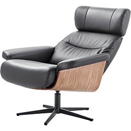 Relaxfauteuil Muria met hocker zwart